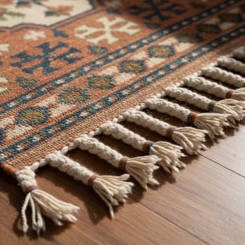 Fringe detail in undyed wool