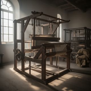 Archived wooden loom with soft light