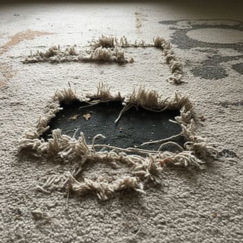 Frayed rug edge before repair