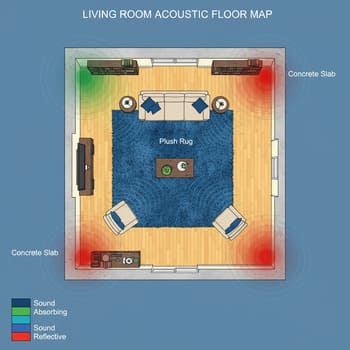Acoustic map overlays in a living room