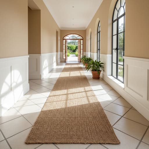 Corridor set with jute runner on tiles