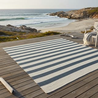 Coastal stripe rugs in cream and slate