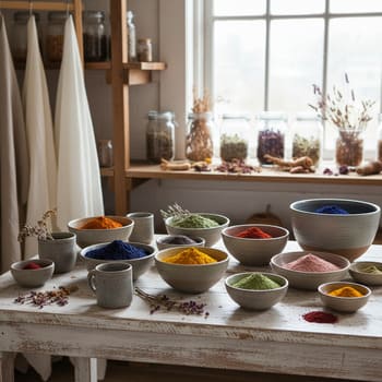Dye bowls with earth pigments