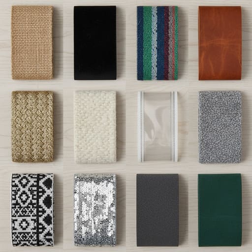 Stack of binding tapes in earthy colours