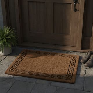 Coir mat by a doorway