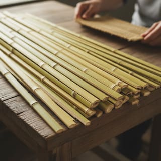 Bamboo reeds prepared for weaving