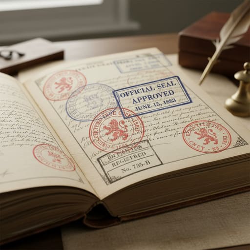Certification stamps on recycled paper