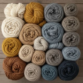 Undyed wool yarns in warm and cool tones