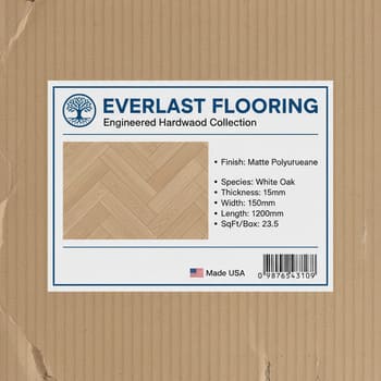 Close view of shipping label on box