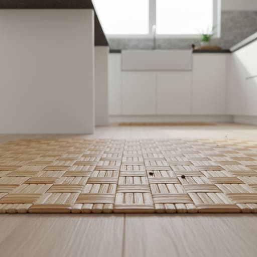 Bamboo flatweave runner by a kitchen line