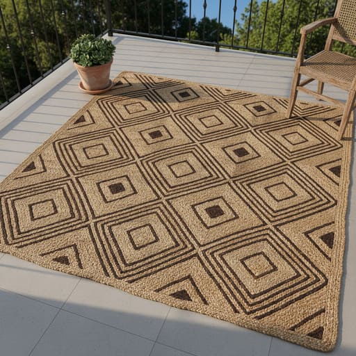 Diamond jute runner on a balcony
