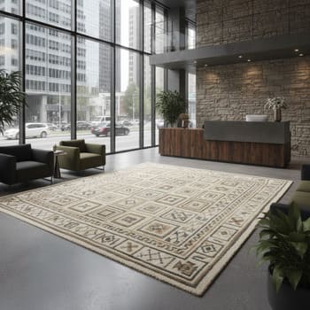 Hotel lobby with heather wool rug zones
